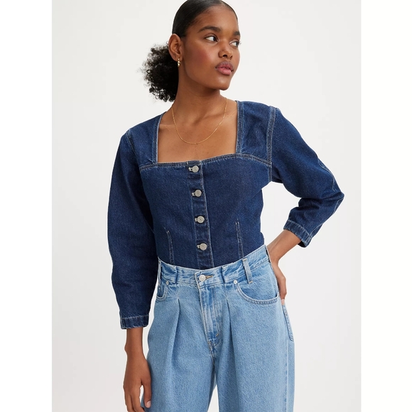 Levi's denim blouse/ top size S - Picture 1 of 17